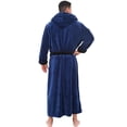thumbnail image 2 of Men's Color Blocked Velvet Bathrobe Pajama Sleeping Robe with Hood, 2 of 5