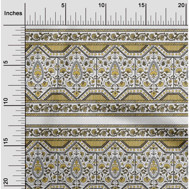 oneOone Cotton Poplin Fabric Leaves & Floral Block Decor Fabric Printed BTY 56 Inch Wide