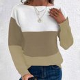 thumbnail image 2 of Timegard Tops for Women Lightweight Drop Shoulder Sweaters Crewneck Long Sleeve Pullover Tops Block Color, 2 of 9