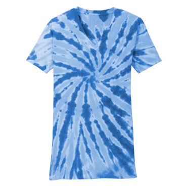 Gravity Threads T-Shirt Teinture sur Nœuds à Col en V pour Femmes - Arc-en-Ciel Néon - Grand