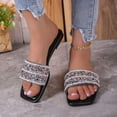 thumbnail image 3 of IUJSOY Womens Sparkly Single Band Slides Sandals Square Open Toe Slip on Summer Beach Flat Sandal, 3 of 9