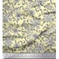 thumbnail image 1 of Soimoi Poly Georgette Fabric Leaves & Floral Block Printed Fabric 1 Yard 52 Inch Wide, 1 of 3