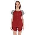 thumbnail image 1 of Inkmeso Solid 2 Pc Nightwear Set For Women Raglan Sleeves Button-Down Top & Shorts Sleepwear-66, 1 of 7