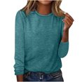 thumbnail image 1 of IROINID Deals T-Shirt à Manches Longues en Polyester pour Femmes Confortable Col Rond Uni T-Shirt Ample Blouse Tops, Vert, 1 of 4