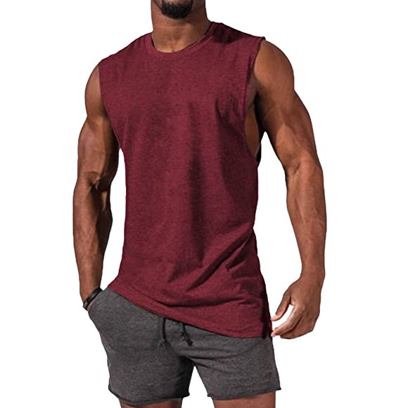 Men's Large Split Loose Sports Vest - Lengthened Hip Hop Sleeveless Cotton Fitness Vest
