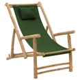 thumbnail image 1 of vidaXL Deck Chair Bamboo and Canvas Green, 1 of 5