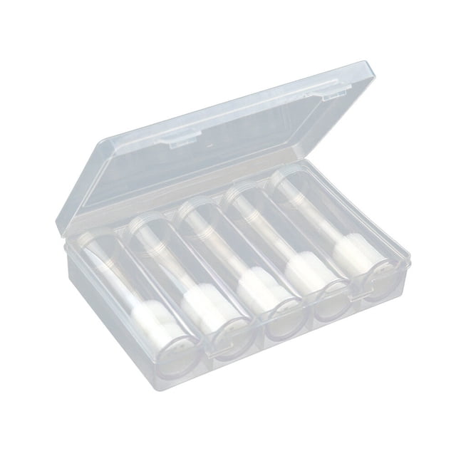 FRCOLOR Boîte Ronde pour Pièces 6 Pcs Étuis Ronds Transparents en Plastique Rangement pour Pièces Tube Protecteur avec Boîte de Rangement (5 Tubes + 1 Boîte de Rangement),7.68"X4.65"X1.57 Pouces