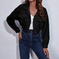 thumbnail image 2 of CEHVOM Ladies Fashion Solid Color Corduroy Jacket Drop Shoulder Long Sleeve Short Coat Clearance, 2 of 4