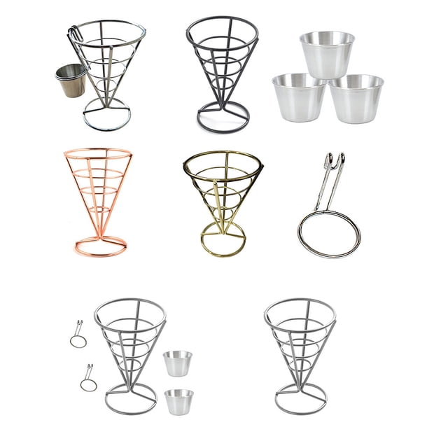 French Fries Strainer Basket Potato Shop Kitchen Fried Food Container Metal Cone-Shaped Cooking Tools Shop Kitchen Wedding Birthday Type 6