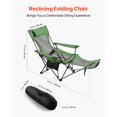 thumbnail image 2 of VEVOR Chaise de Camping Inclinable, 4 Positions Réglables, Chaise Longue Pliante Portable pour Adultes, Chaise de Plage en Maille avec Appui-Tête et Repose-Pieds, Supporte 220 Lb, Chaises de Camp Robustes pour Patio, Vert, 2 of 9