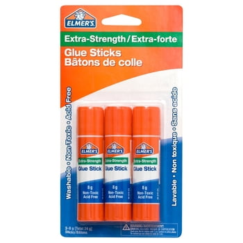 Elmer's Extra-Strength Glue Sticks, Washable and Non-Toxic, 8 g, 3 Count