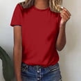 thumbnail image 2 of Yuyuzo T-Shirts d'Été pour Femmes Décontractés à Col Rond à Manches Courtes Hauts Tee Amples Blouses Unies, 2 of 5