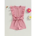 thumbnail image 2 of SUNSIOM Infant Baby Girl Summer Jumpsuit Solid Color Ruffled Sleeveless Round Neck Button Romper Shorts with Belt, 2 of 9