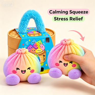 Plush Dumpling Squishies Toys, Calming Squeeze Stress Relief Fidget Toys Ball, Soft Plush