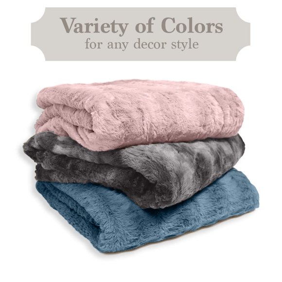 The Connecticut Home Company Couverture Jetée, Douce Peluche Réversible Shag et Sherpa, Jetés Chauds Épais pour Lit, Literie Confortable Lavable Couvertures d'Accent pour Canapé Chaise, 65x50, Violet