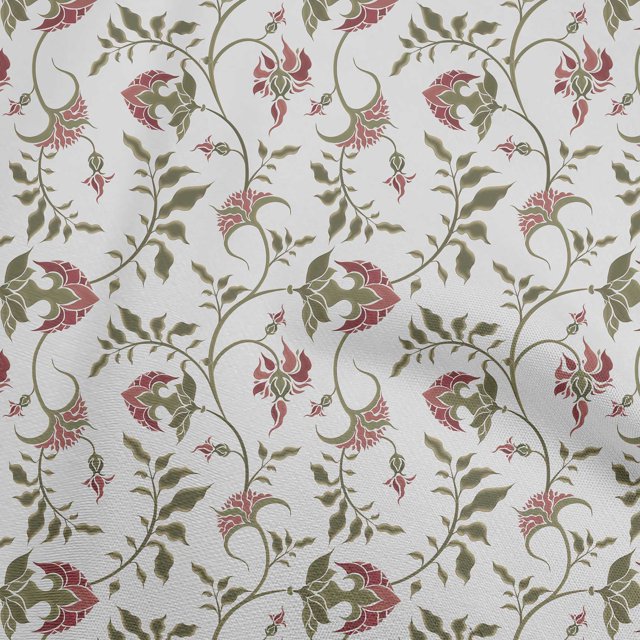 oneOone Coton Popeline Rouge Tissu Jacobée Tissu Imprimé de Matériel de Couture Floral par la Cour 42 Pouces de Large