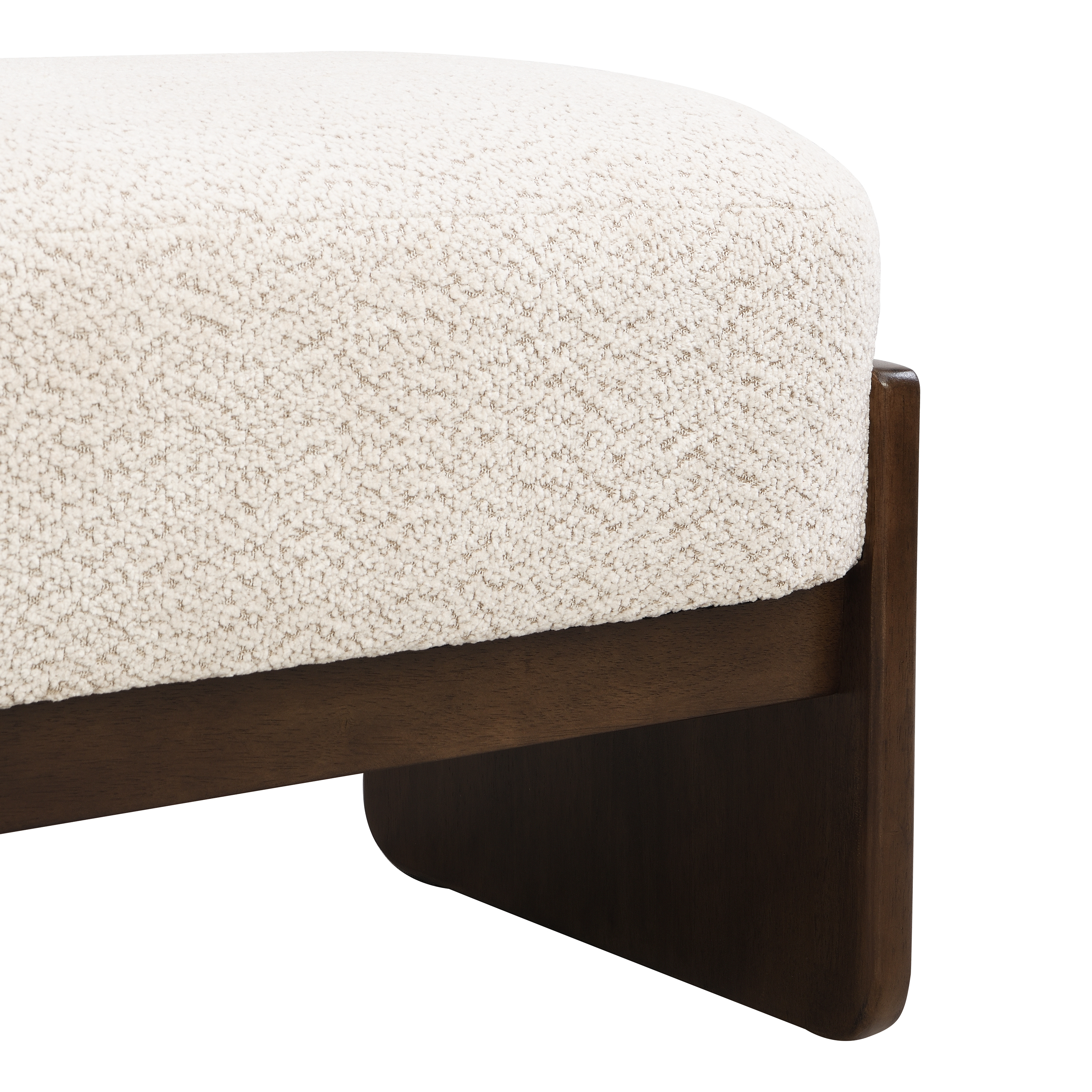 Noble House Élégant Ottoman en fil de boucle Beige, rembourrage rectangulaire en peluche avec cadre en bois technique et pieds en caoutchouc,Beige+ brun