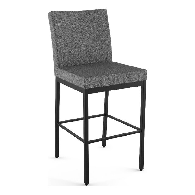 Amisco Perry Plus 26" Counter Stool - Grey Woven Fabric/Black Metal