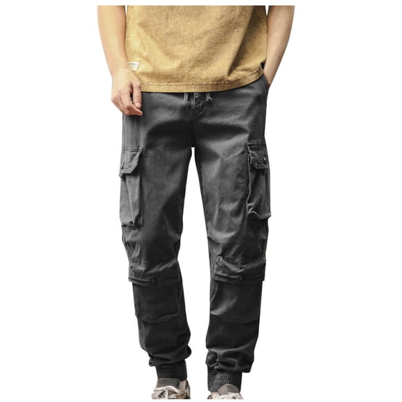 JMYHOAM Pantalon Cargo pour Hommes Taille Élastique Mélangé Respirant Confortable Doux Plage Décontracté Pantalon Pleine Longueur,m-TTG