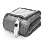 YGXNEWER 50" x 60" Electric Heated Blanket with 10 Heating Levels & 1-8H Auto-off, Machine Washable Flannel & Sherpa, Gray & White