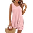 thumbnail image 1 of Ovzne Robes pour Femmes Robe Mode pour Femmes Décontractée Plissée Couleur Unie Été Sans Manches à Col Rond Robe de Vacances Liquidation, 1 of 7