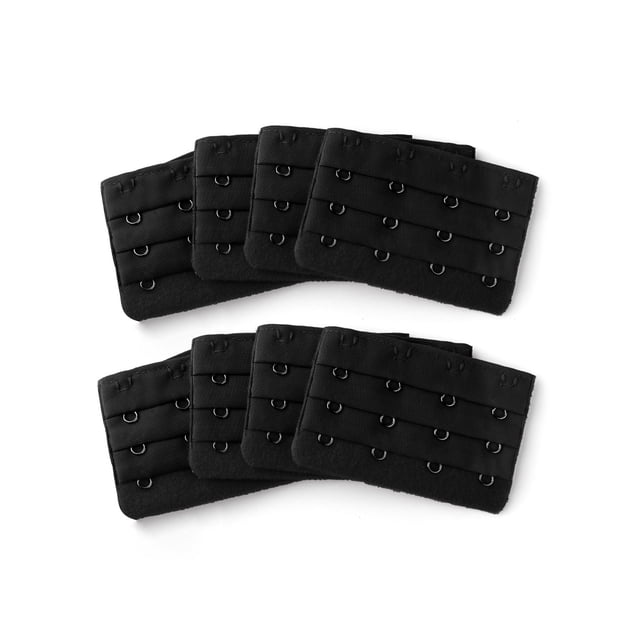 Underwear Strapless Bra 4 Hooks Strap Back Band Extension 8 Pcs Black