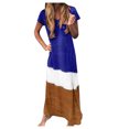 thumbnail image 1 of Fridja Womens Plus Size Daily Tie-dyed Color Block Loose V Neck Short Sleeve Dress, 1 of 7
