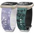 thumbnail image 1 of Wearlizer 2 Packs Compatible with Fitbit Versa 4 Bands/Versa 3 Bands/Sense 2 Bands/Sense Bands for Women, Pretty Two-tone Floral Engraved Silicone Straps, Cute Flower Pattern Sport Wristband Bracelets, 1 of 6