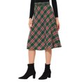 thumbnail image 4 of Unique Bargains Jupe Mi-Longue Trapèze à Carreaux avec Ceinture à Taille Haute pour Femme Vert Rouge TG, 4 of 7