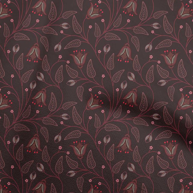 oneOone Rayon Maroon Fabric Floral Craft Projects Decor Fabric Printed By The Yard 56 Inch Wide