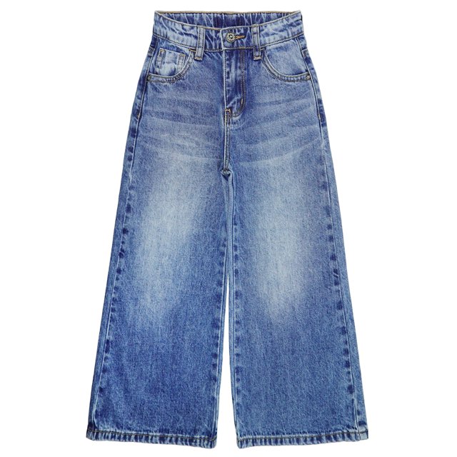 KIDSCOOL SPACE Girl Jeans,Kid Wide Leg Slim Fit Fashion Denim Jeans Pants,Light Blue,6-7 Years