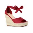 thumbnail image 1 of BLISSFUL STEP Chaussures pour Femmes Espadrilles à Talon Compensé à Lacets Sandales à Bride à la Cheville Rouge 9, 1 of 8