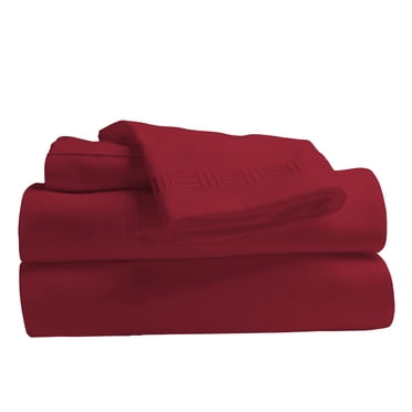 Comfy Bamboo World 9900 Series Embroidered Bedsheets Sheet Set, King Size, Red