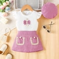 thumbnail image 2 of dmqupv Baby Outfit Baby Girl Summer Clothes Ruffle Short Sleeve Ribbed Romper Plaid Pattern Skirt With Headband Hot Pink,Size for 2-3 Years, 2 of 8
