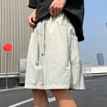 thumbnail image 4 of ohmzyzo Summer Beach Shorts for Men Drawstring Elastic Waist Solid Color Shorts Casual Lightweight Gym Workout Shorts, 4 of 7