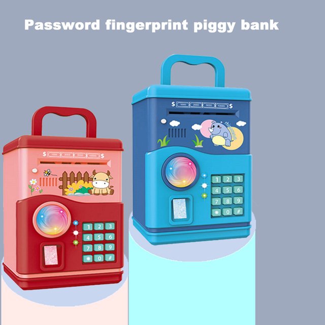 Neinkie Kids Money Bank Password Code Lock Fingerprint Chirtmas Birthday Auto Scroll Money Electronic ATM Toy for Kids