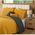 thumbnail image 2 of Swift Home Reversible Ultra Soft Solid Duvet Cover Set with Decorative Button Closure, Queen, Mustar, 2 of 6