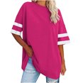 thumbnail image 1 of Chandails à Manches Courtes pour Femmes T-Shirts Surdimensionnés pour Femmes T-Shirts Amples Demi-Manches Col Rond Hauts Color Block Tuniques T-Shirts Surdimensionnés pour Femmes Hauts à Demi-Manches pour Femmes, 1 of 6