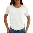 thumbnail image 1 of Yuyuzo Hauts Courts pour Femmes T-Shirts à Manches Courtes Col Rond Hauts de Sortie T-Shirts Unis Hauts, 1 of 7