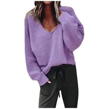 TIMIFIS Womens Sweaters Pullover Sweater Top Crewneck Long Sleeve Oversized Fuzzy Knit Chunky Warm Pullover Winter Fall Sweater Top Outerwear - Fall/Winter