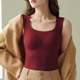 thumbnail image 3 of RXIRUCGD Haut Chaud Chauffant pour Femmes, Mode, Uni, à Encolure Ronde, avec Coussinet de Poitrine ( Rouge, Taille : TG ), 3 of 3
