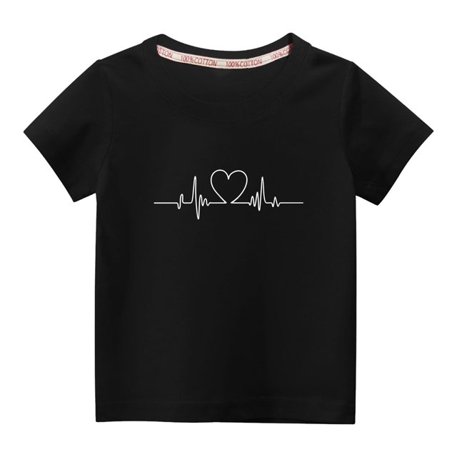 MeetoTime T-shirt en Coton pour Tout-Petits Garçons Filles Mignon Col Rond Imprimé Saint-Valentin Manches Courtes Été