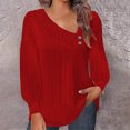 thumbnail image 2 of Yuyuzo Womens Puff Long Sleeve Shirts Collared Button V Neck Tunic Tops Textured Loose Fall Blouses, 2 of 7