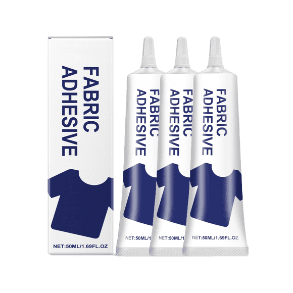 Fabric Glue for Clothing Permanent Washable, 50ml Extra Strong Fabric Adhesive, Liquid Stitch, Anti-Fray Check, Super No-Sew Clear Fusion Glue for All Patches, 24 Hour Dry and Waterproof, 3pcs