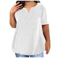 thumbnail image 1 of Timegard Plus Size Tops for Women V-Neck Short Sleeve Solid Color Comfy Basic Tee Casual Loose Tops, 1 of 5