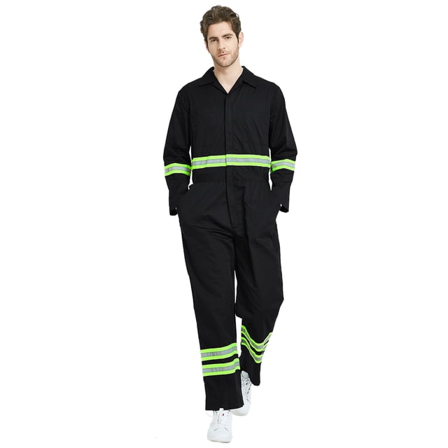 TOPTIE Combinaison de Travail Classique pour Hommes à Haute Visibilité avec Garniture Réfléchissante, Entrejambe Régulier