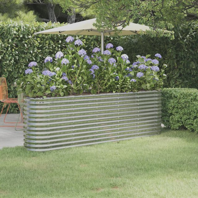 vidaXL Jardinière Surélevée de Jardin en Acier Enduit de Poudre 224x40x68 cm Argent