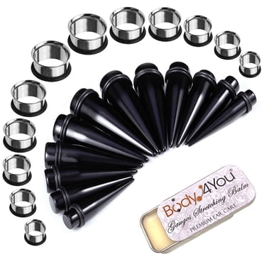 BodyJ4You 25PC Big Gauges Kit Stretching Aftercare Balm 00G-20mm Surgical Steel Tunnel Acrylic Taper