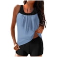 thumbnail image 2 of UPPADA Maillots de Bain 2 Pcs à Couverture Complète pour Femmes, Floral, Athlétique, Col Ras du Cou, Maillots de Bain Taille Haute, Contrôle du Ventre, Maillot de Bain Modeste, Haut de Tankini Confortable avec Short, Bleu Pâle, m, 2 of 5