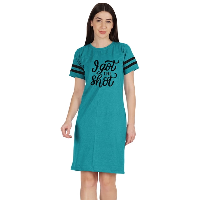 Inkmeso T-Shirt Instruit Motivé Vacciné Drôle Pro-Vaccin Robe à Encolure Bateau